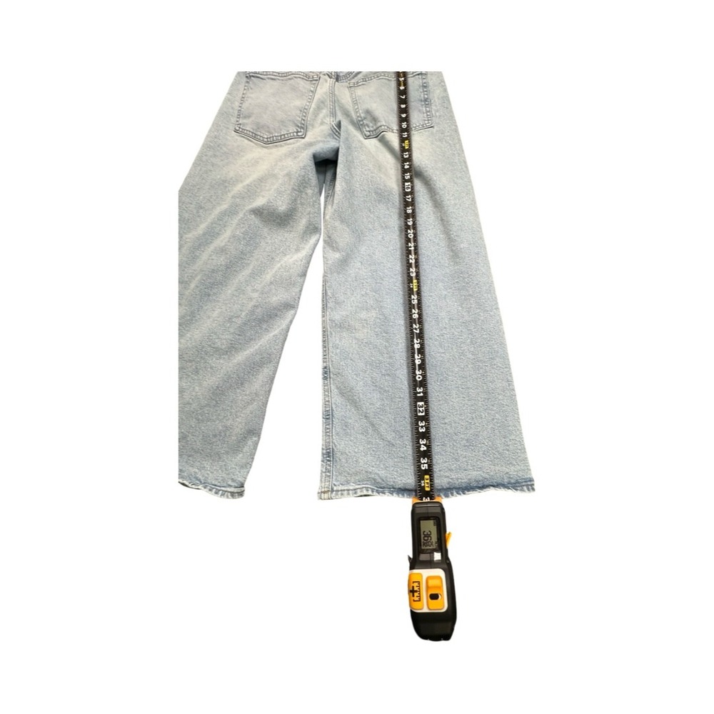 H&M Jeans Women 12 Light Blue Wide Leg High Waisted Raw Hem Denim Casual Relaxed - Picture 8 of 12